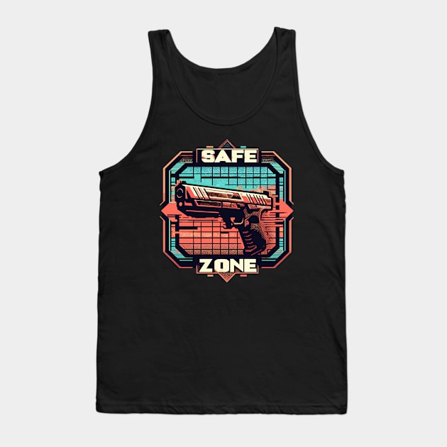 Retro safe zone guns club firearm Tank Top by TomFrontierArt